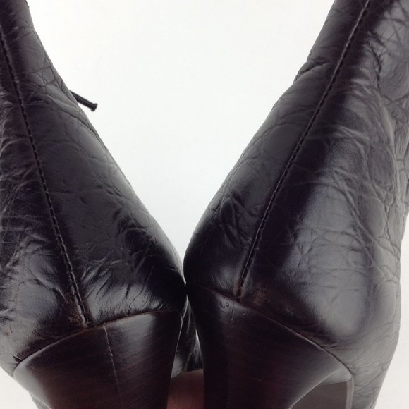A. Giannetti Brown Croc Embossed  Italian Ankle Booties - Picture 13 of 16